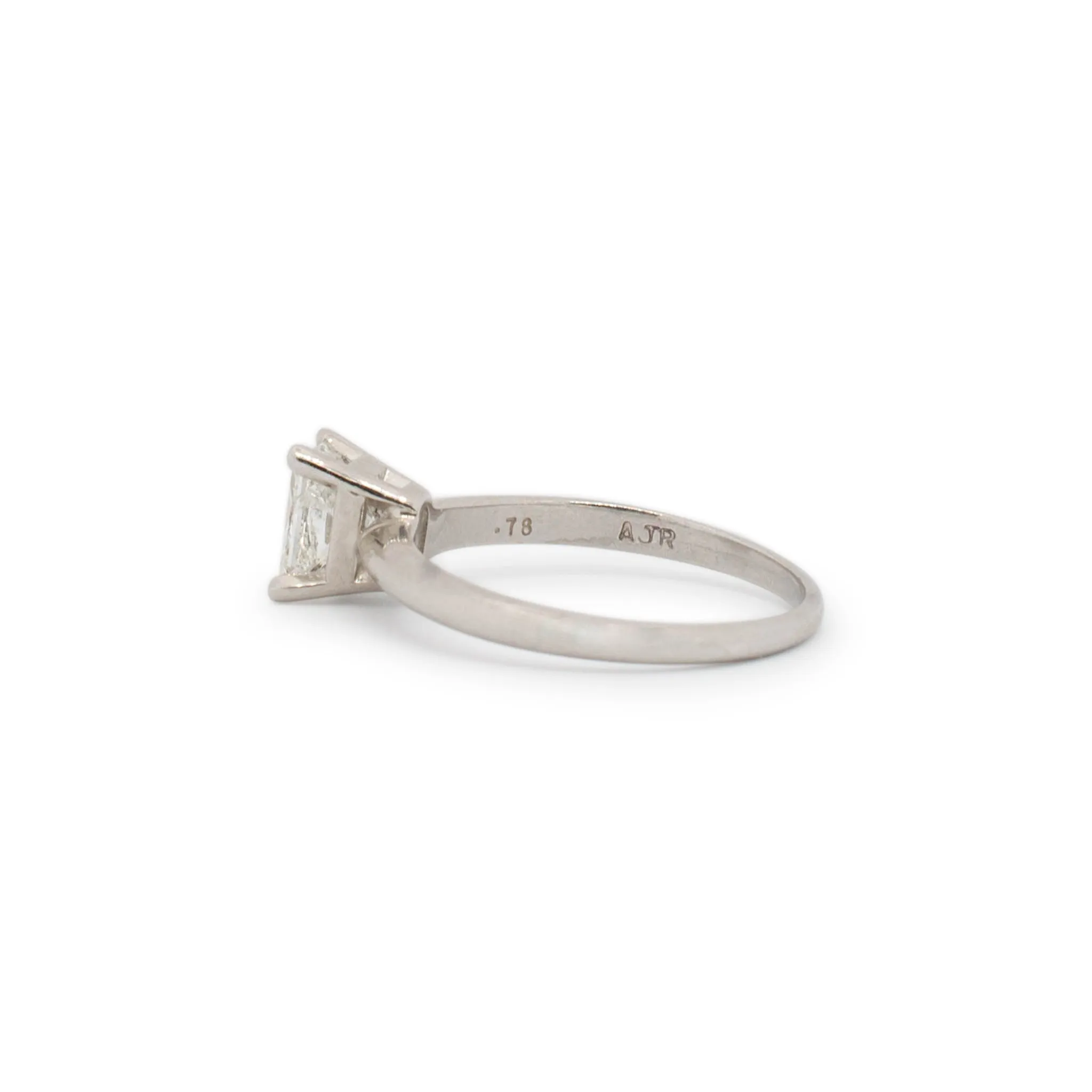 14K White Gold Natural Princess Diamond Solitaire Engagement Ring 0.78TCW