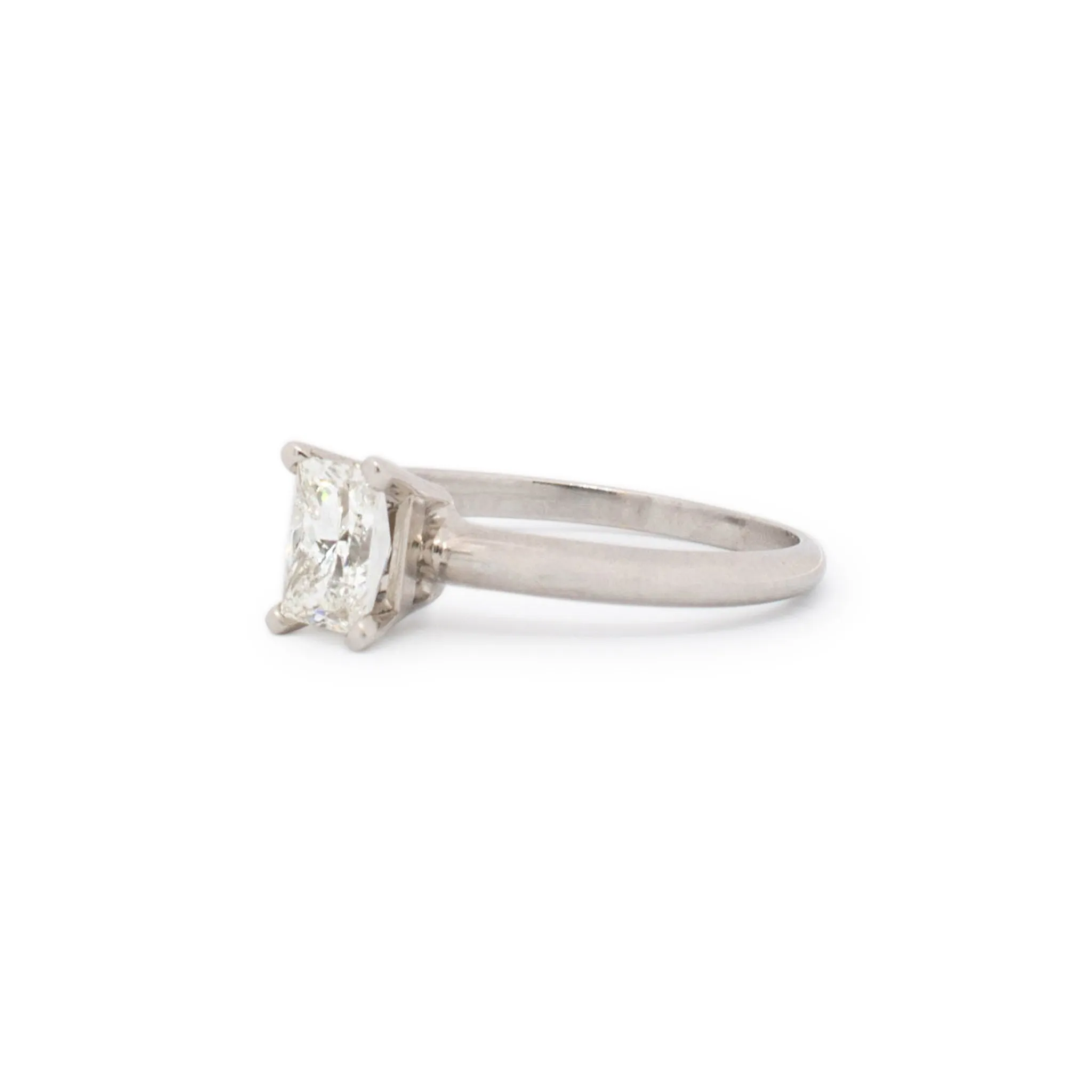 14K White Gold Natural Princess Diamond Solitaire Engagement Ring 0.78TCW