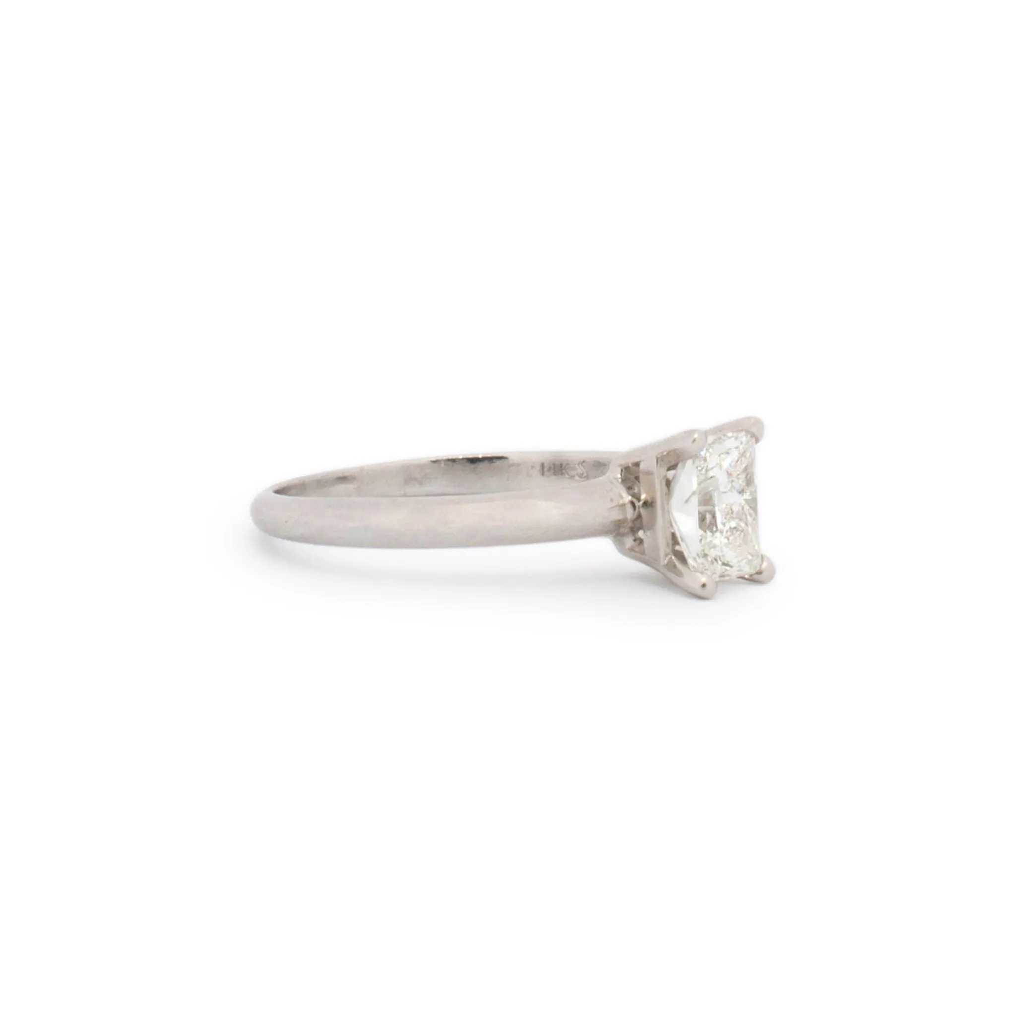 14K White Gold Natural Princess Diamond Solitaire Engagement Ring 0.78TCW