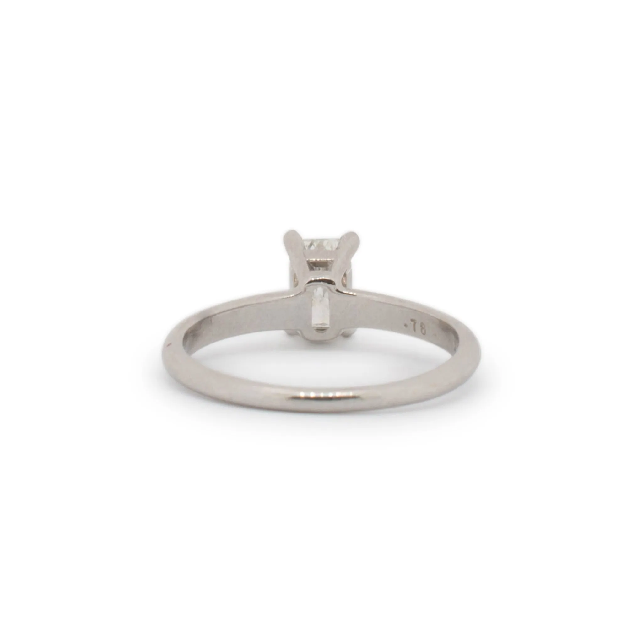 14K White Gold Natural Princess Diamond Solitaire Engagement Ring 0.78TCW