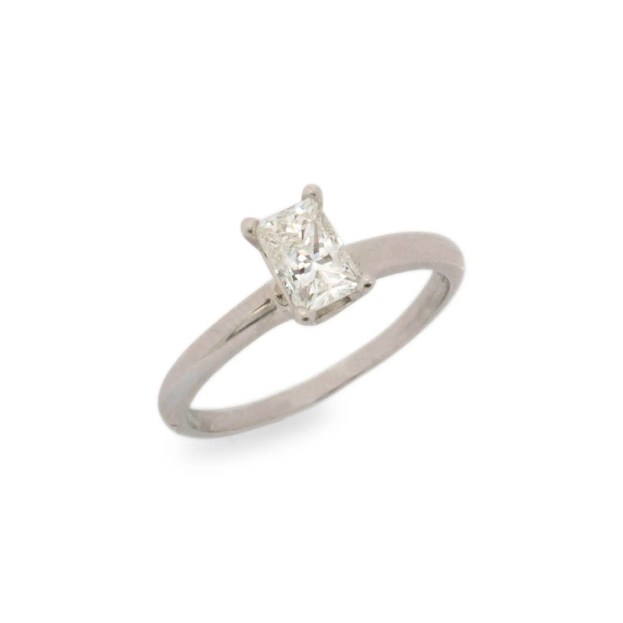 14K White Gold Natural Princess Diamond Solitaire Engagement Ring 0.78TCW