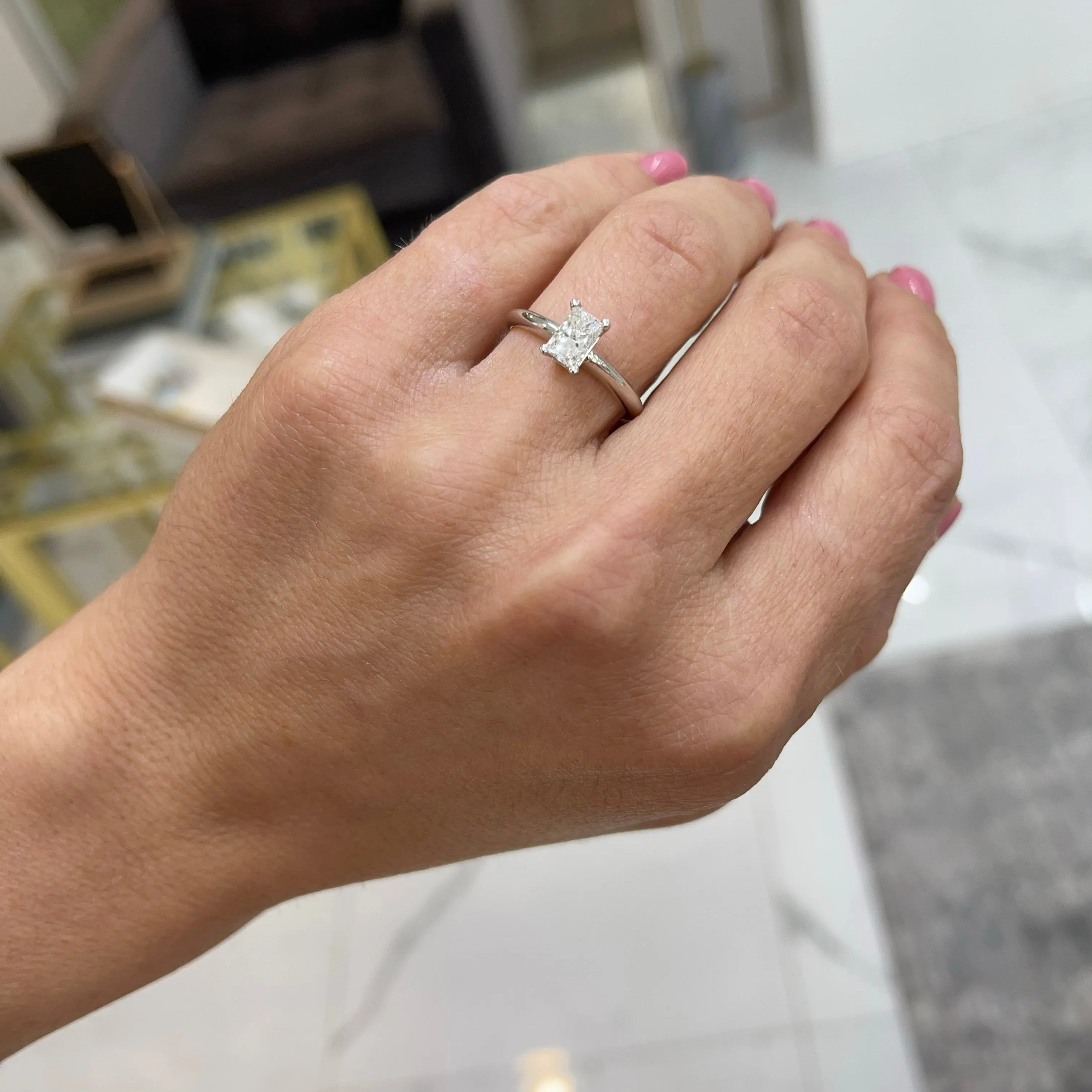 14K White Gold Natural Princess Diamond Solitaire Engagement Ring 0.78TCW