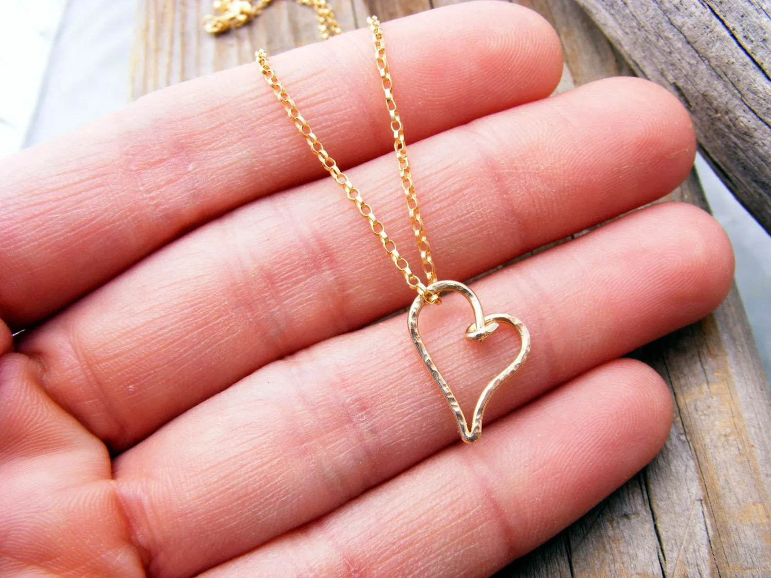 14Kt Gold Heart Valentine Layering Necklace