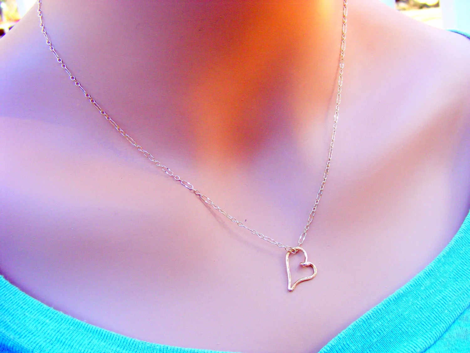 14Kt Gold Heart Valentine Layering Necklace