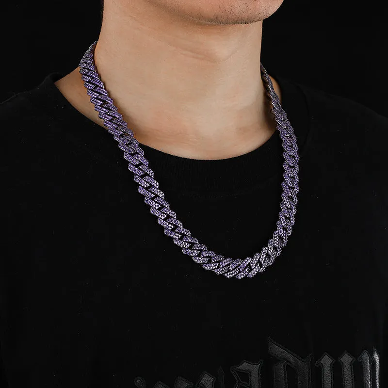 14mm Purple Iced Out Cuban Chain/Bracelet