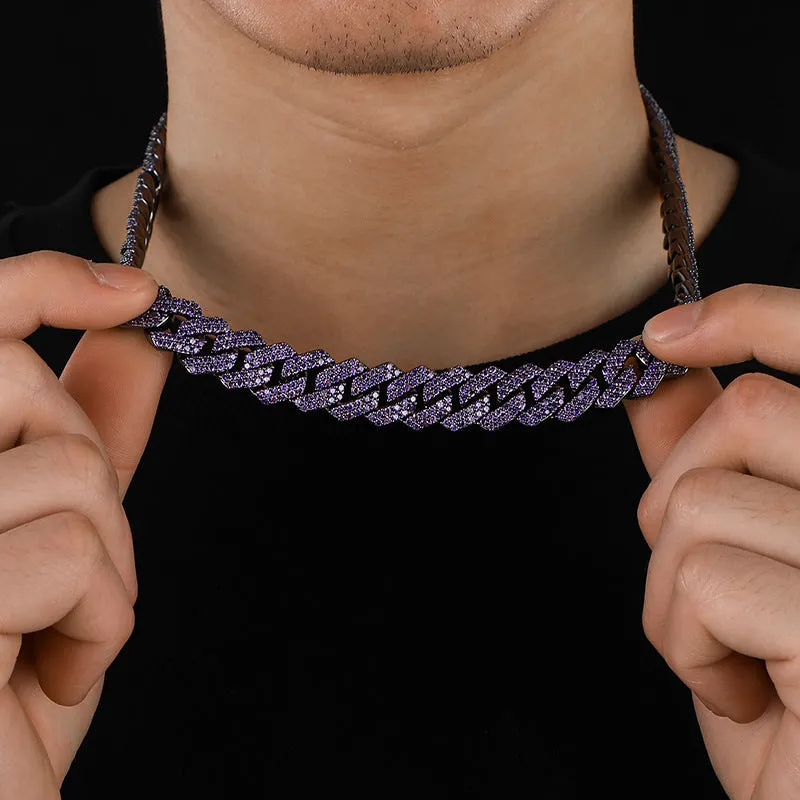 14mm Purple Iced Out Cuban Chain/Bracelet
