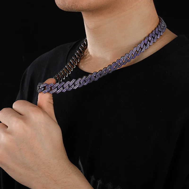 14mm Purple Iced Out Cuban Chain/Bracelet