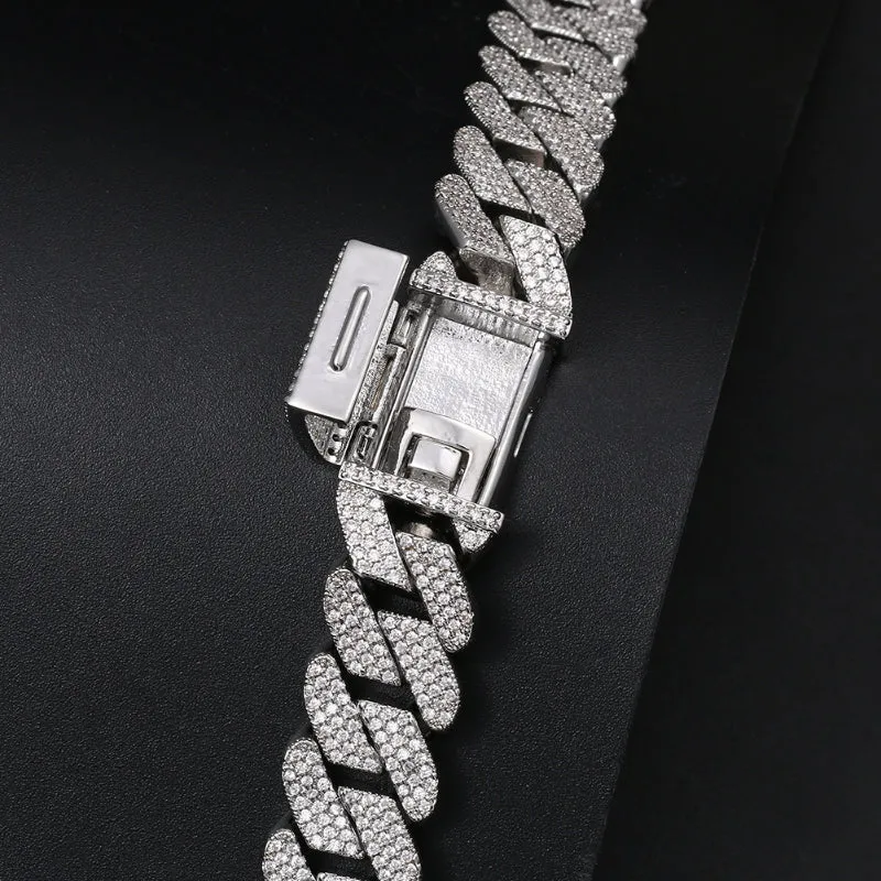 14mm Three-Row Zircon Cuban Chain/Bracelet