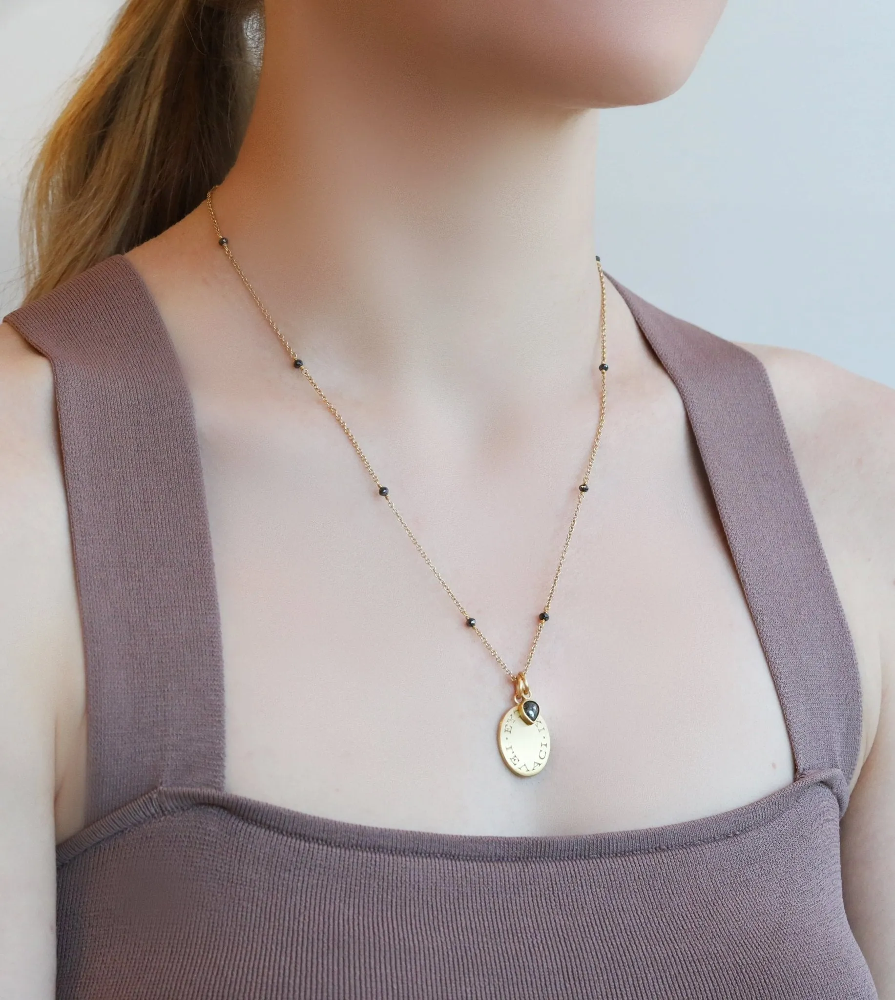 20K Gold Engraved Luck and Laughter Pendant