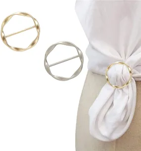 2pcs Silk Scarf Ring T-Shirt Tie Clips