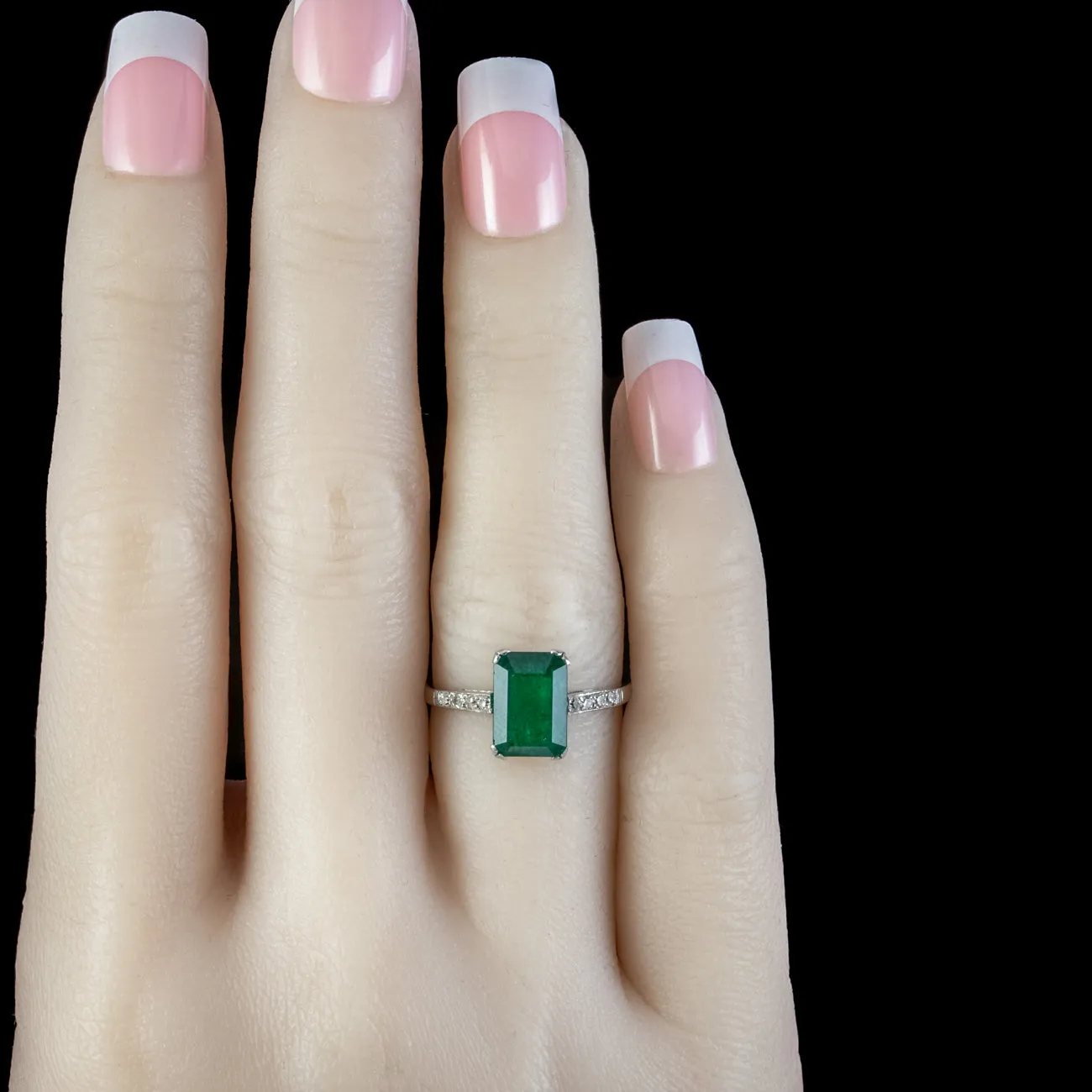 Antique Art Deco Emerald Diamond Ring 2.50ct Emerald