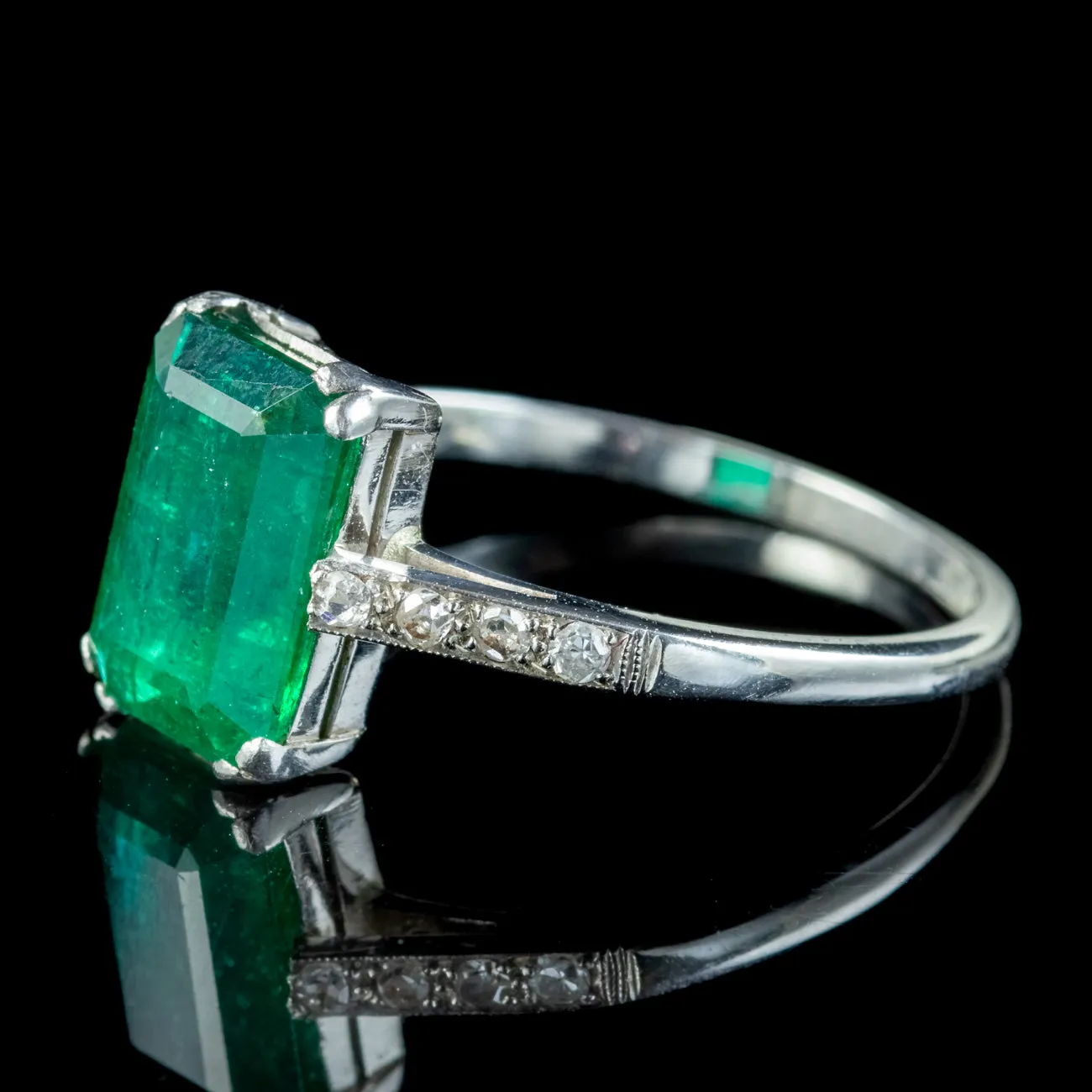 Antique Art Deco Emerald Diamond Ring 2.50ct Emerald