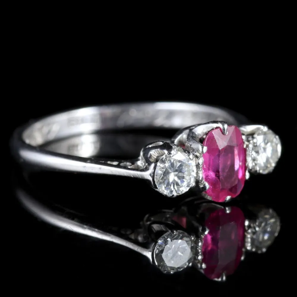 Antique Edwardian Ruby Diamond Trilogy Ring Gordon To Libbie Circa 1910