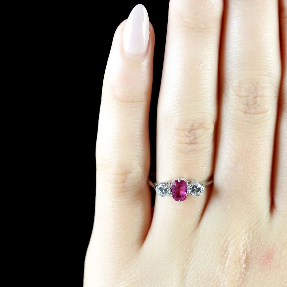 Antique Edwardian Ruby Diamond Trilogy Ring Gordon To Libbie Circa 1910