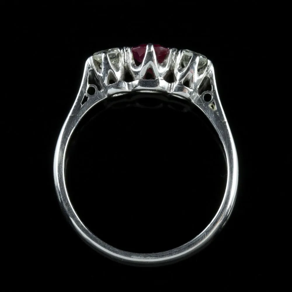 Antique Edwardian Ruby Diamond Trilogy Ring Gordon To Libbie Circa 1910