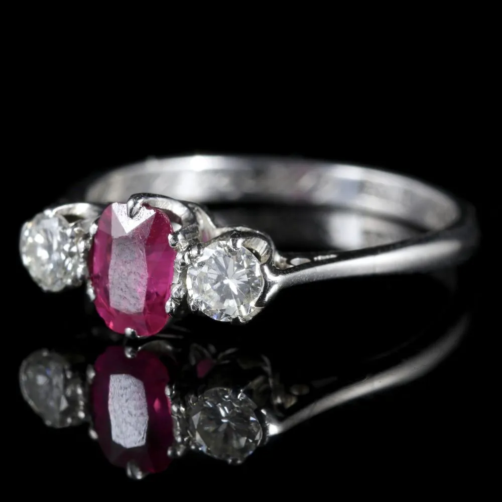 Antique Edwardian Ruby Diamond Trilogy Ring Gordon To Libbie Circa 1910