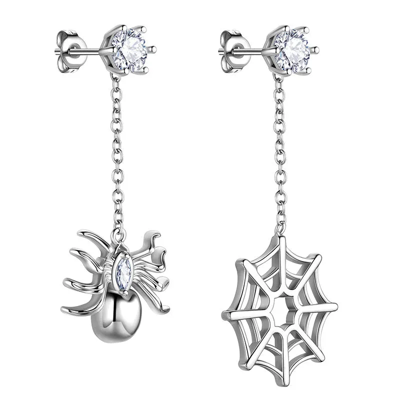 Asymmetry Women Halloween Spider Web Dangle Earrings Cosplay Party Jewelry