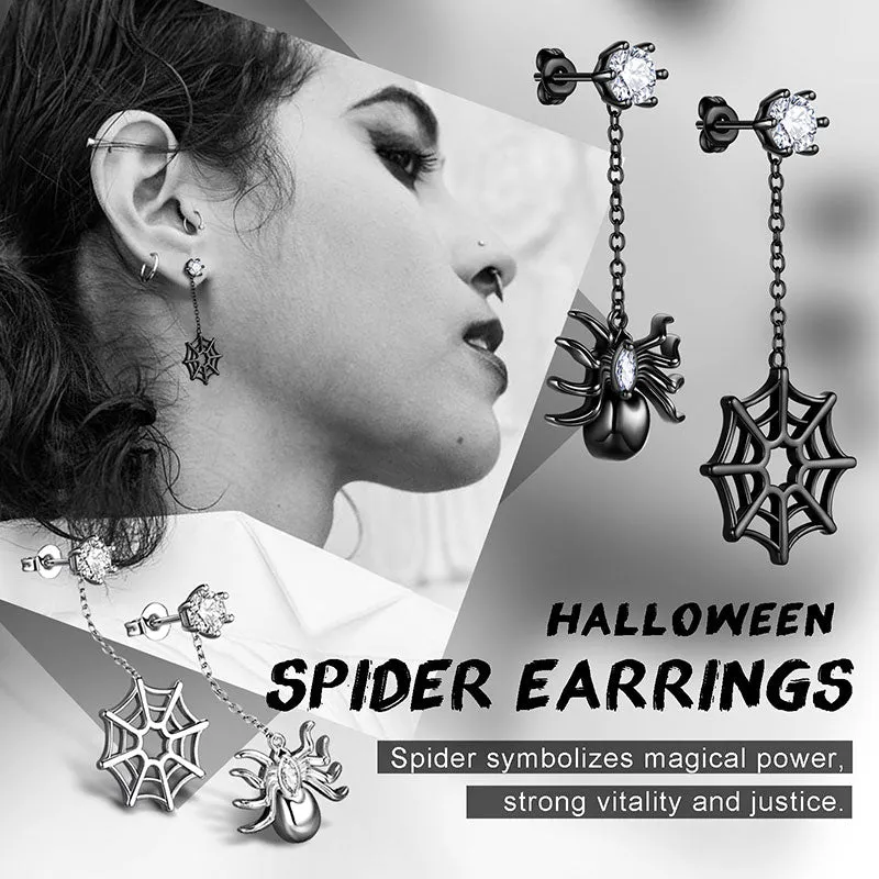 Asymmetry Women Halloween Spider Web Dangle Earrings Cosplay Party Jewelry