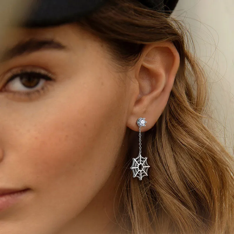Asymmetry Women Halloween Spider Web Dangle Earrings Cosplay Party Jewelry