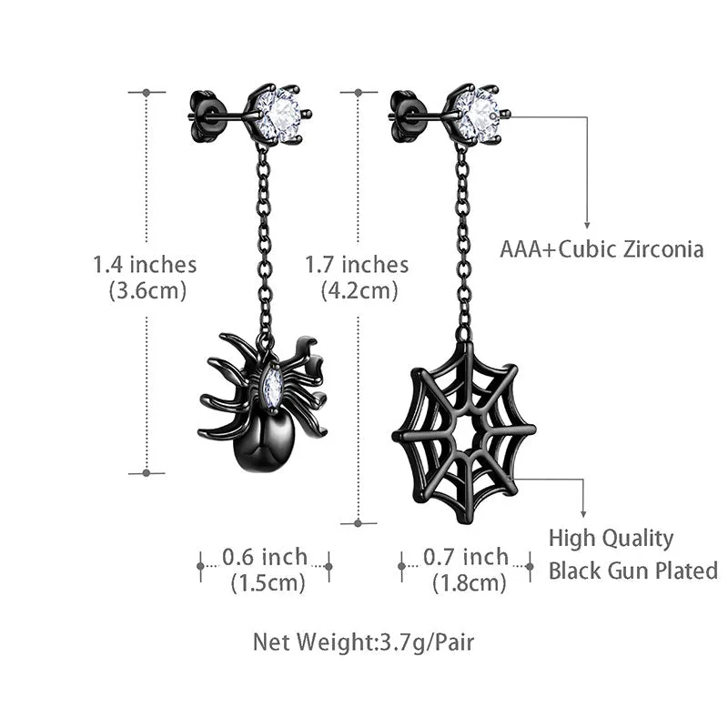 Asymmetry Women Halloween Spider Web Dangle Earrings Cosplay Party Jewelry