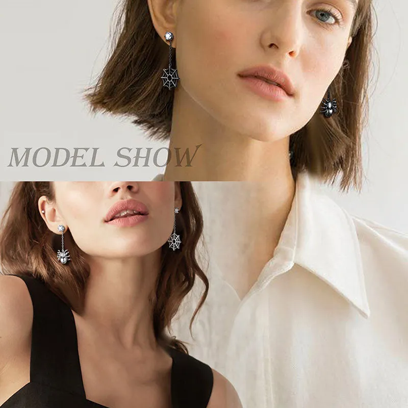 Asymmetry Women Halloween Spider Web Dangle Earrings Cosplay Party Jewelry