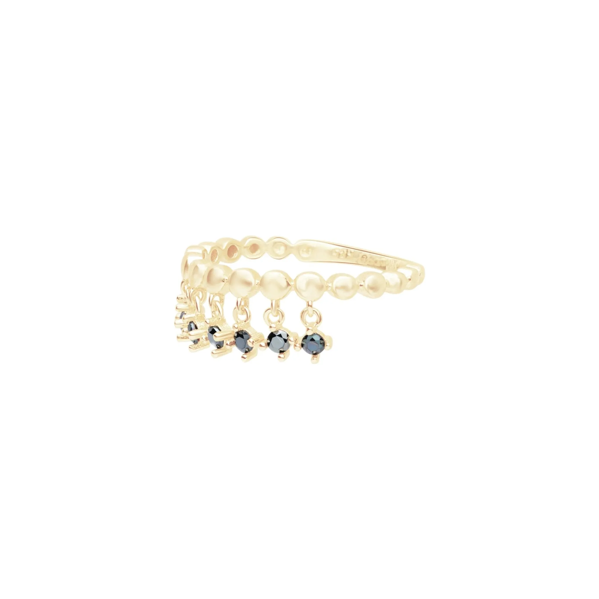 Black Onyx Dangle Charm Ring