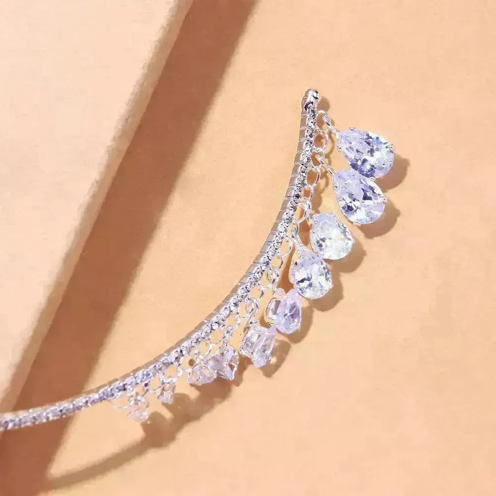 Crystal Rhinestone Collar Necklace for Women  Weeding Bridesmaid Necklace Gold and Silver Necklace