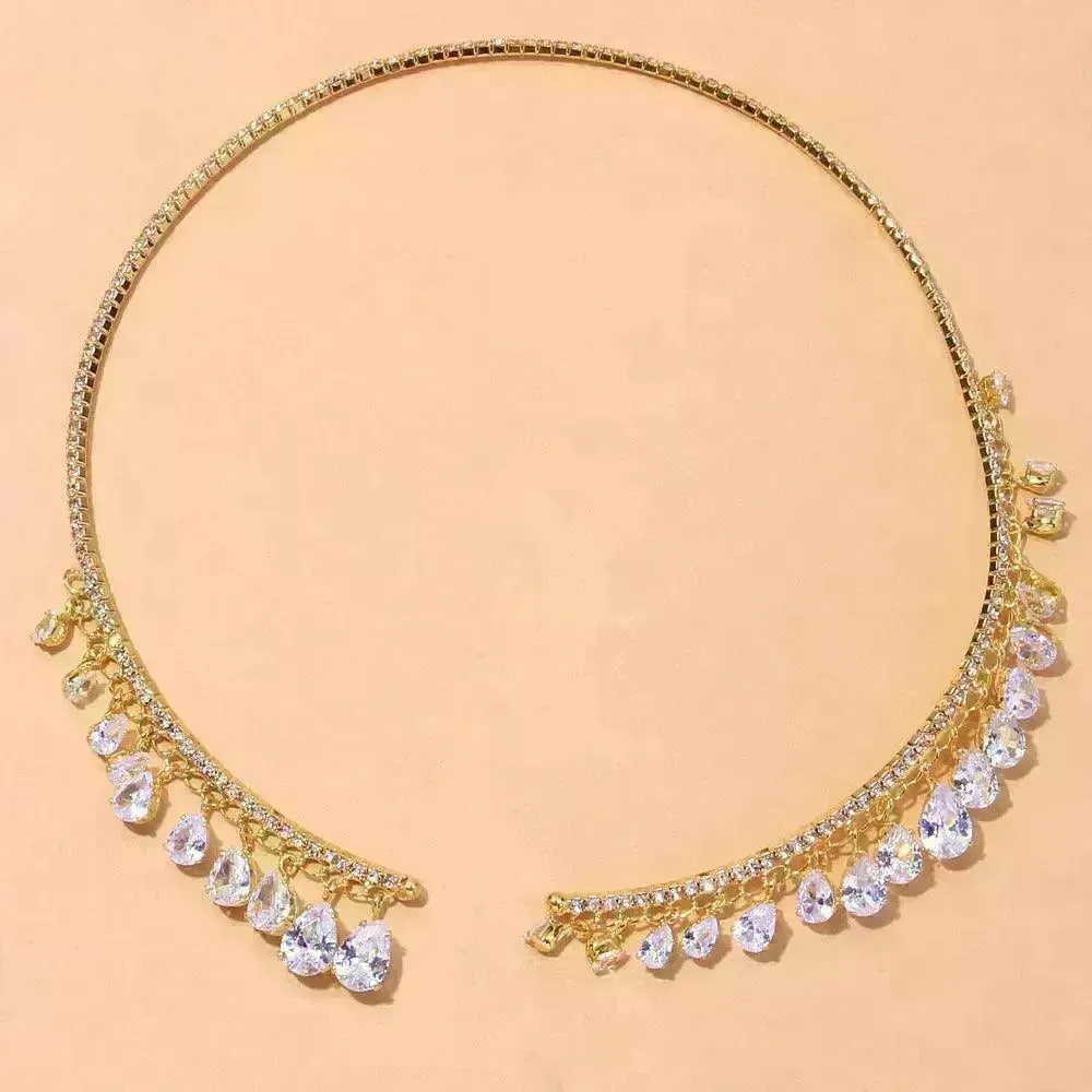 Crystal Rhinestone Collar Necklace for Women  Weeding Bridesmaid Necklace Gold and Silver Necklace