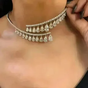 Crystal Rhinestone Collar Necklace for Women  Weeding Bridesmaid Necklace Gold and Silver Necklace