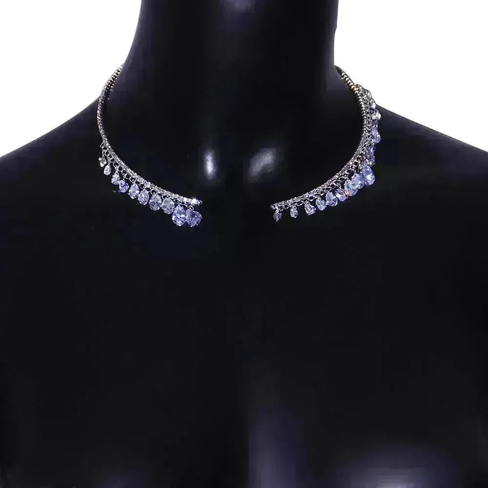 Crystal Rhinestone Collar Necklace for Women  Weeding Bridesmaid Necklace Gold and Silver Necklace