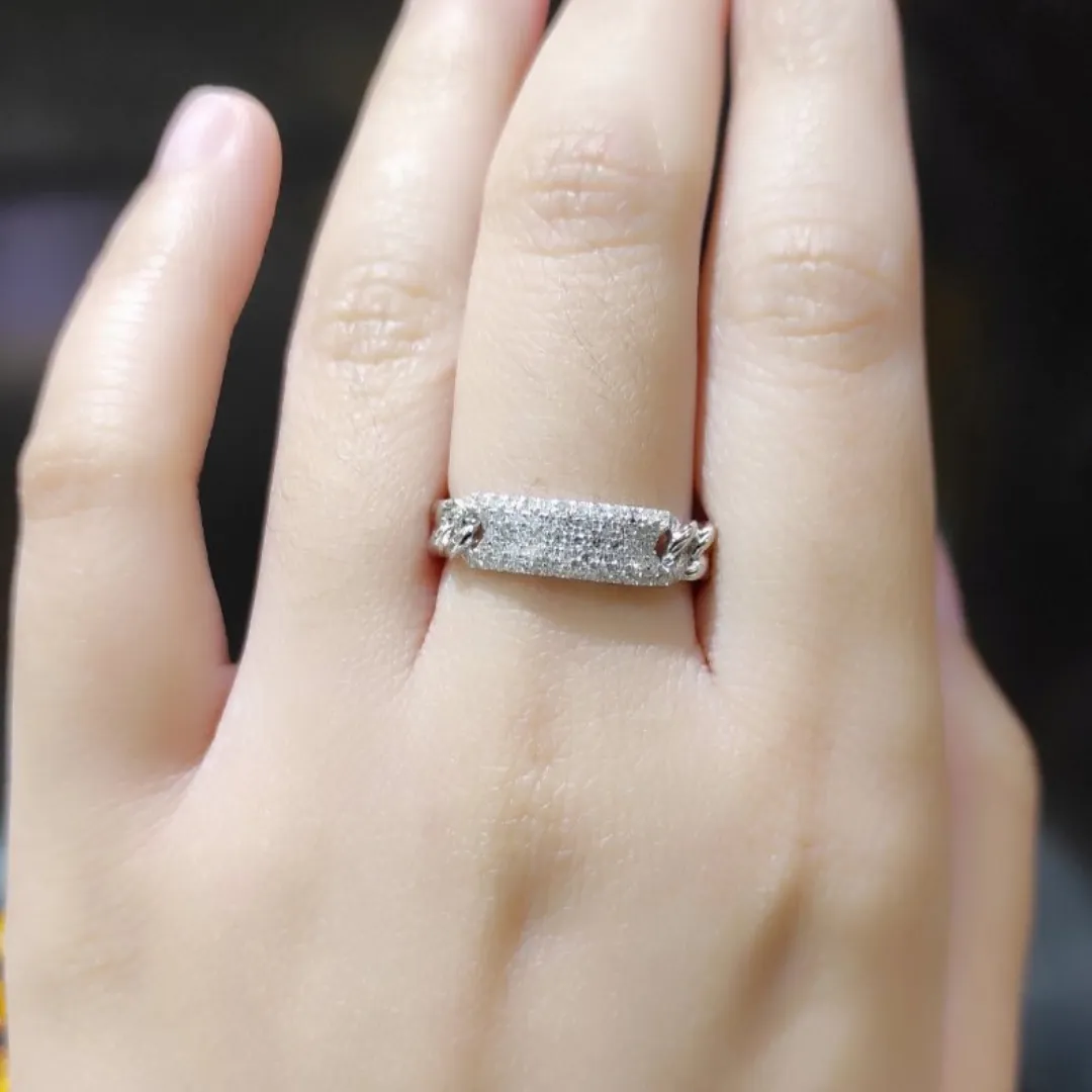 Diamond Chain Ring 14K White Gold