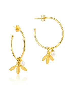 Flying Bee Large Hoop Earring Gold