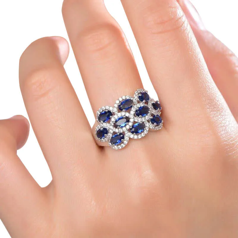 Halo Blue Sapphire Engagement Ring