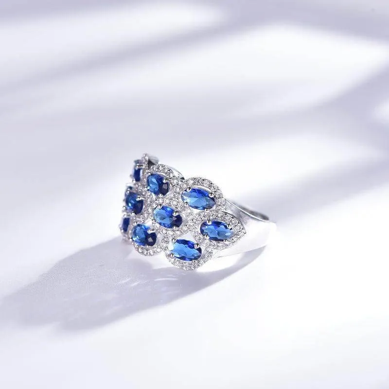 Halo Blue Sapphire Engagement Ring