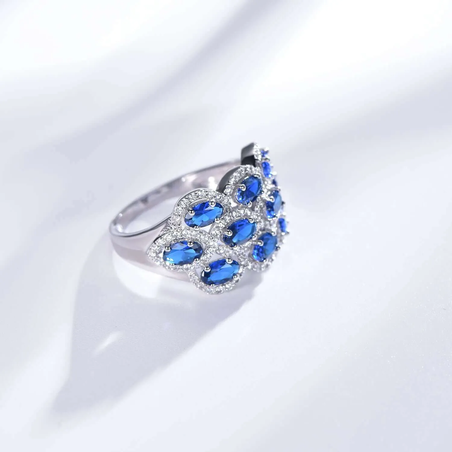 Halo Blue Sapphire Engagement Ring