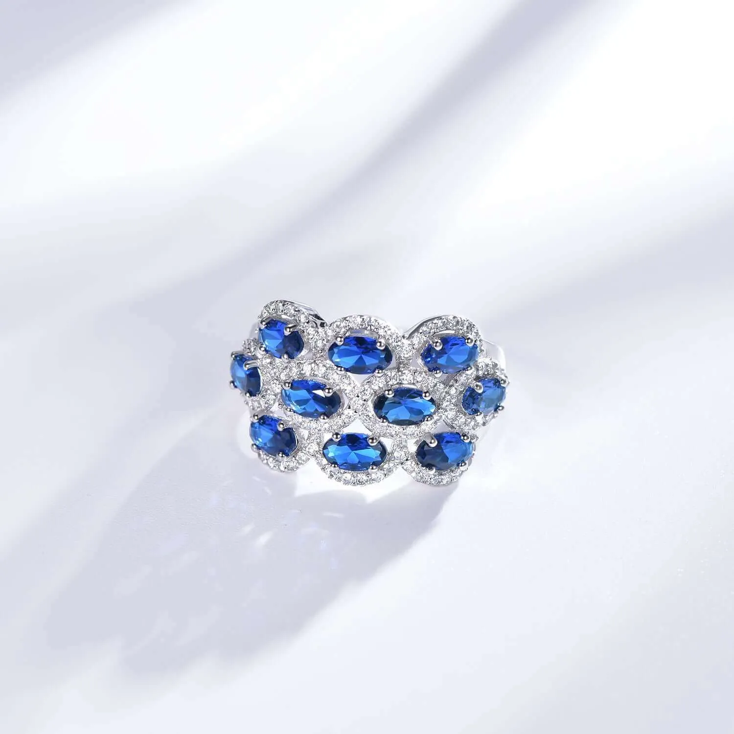 Halo Blue Sapphire Engagement Ring