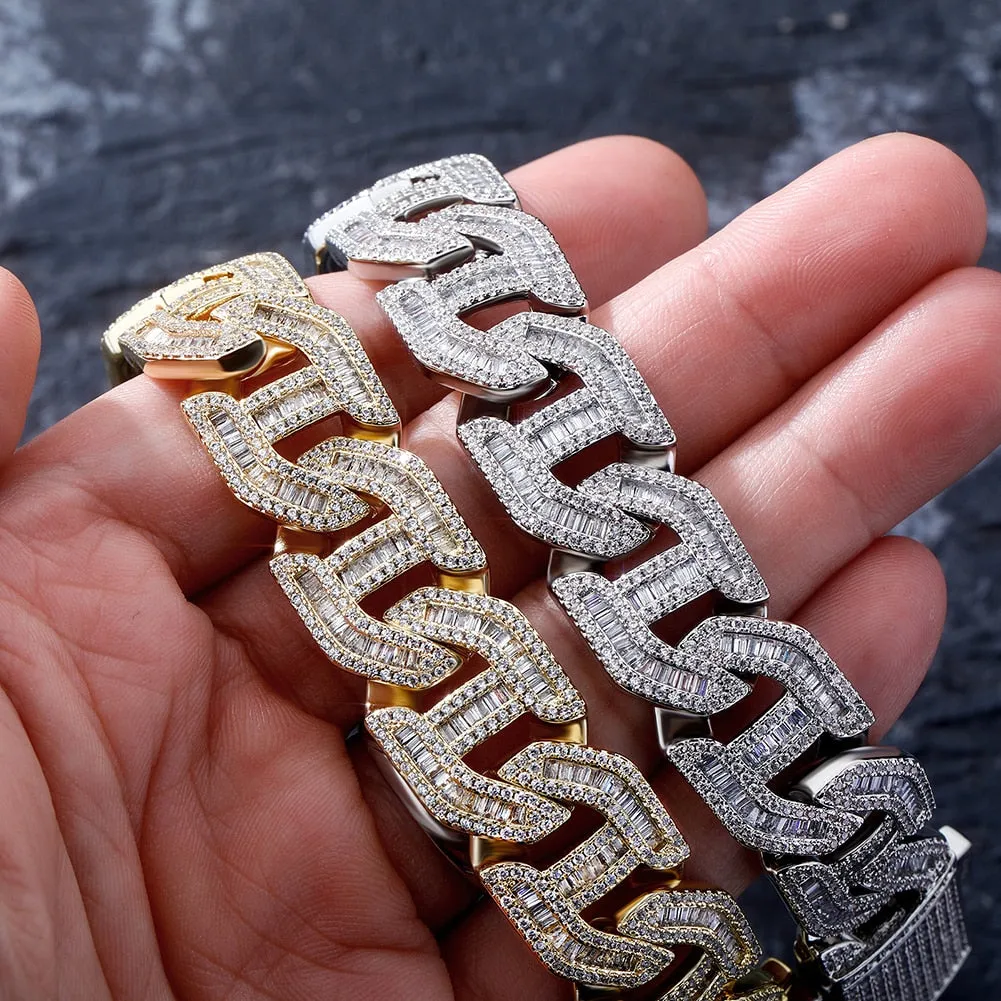 Iced Baguette Miami Cuban Chain Men's Bracelet