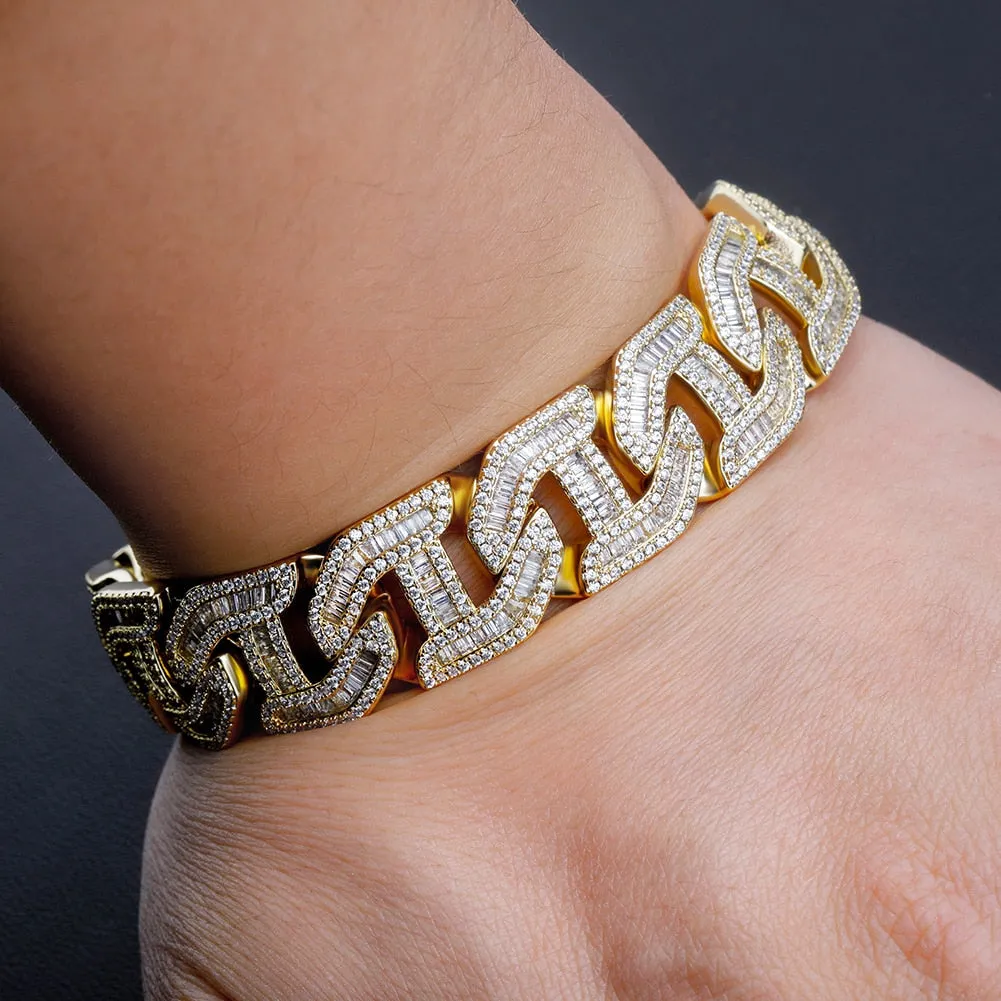 Iced Baguette Miami Cuban Chain Men's Bracelet