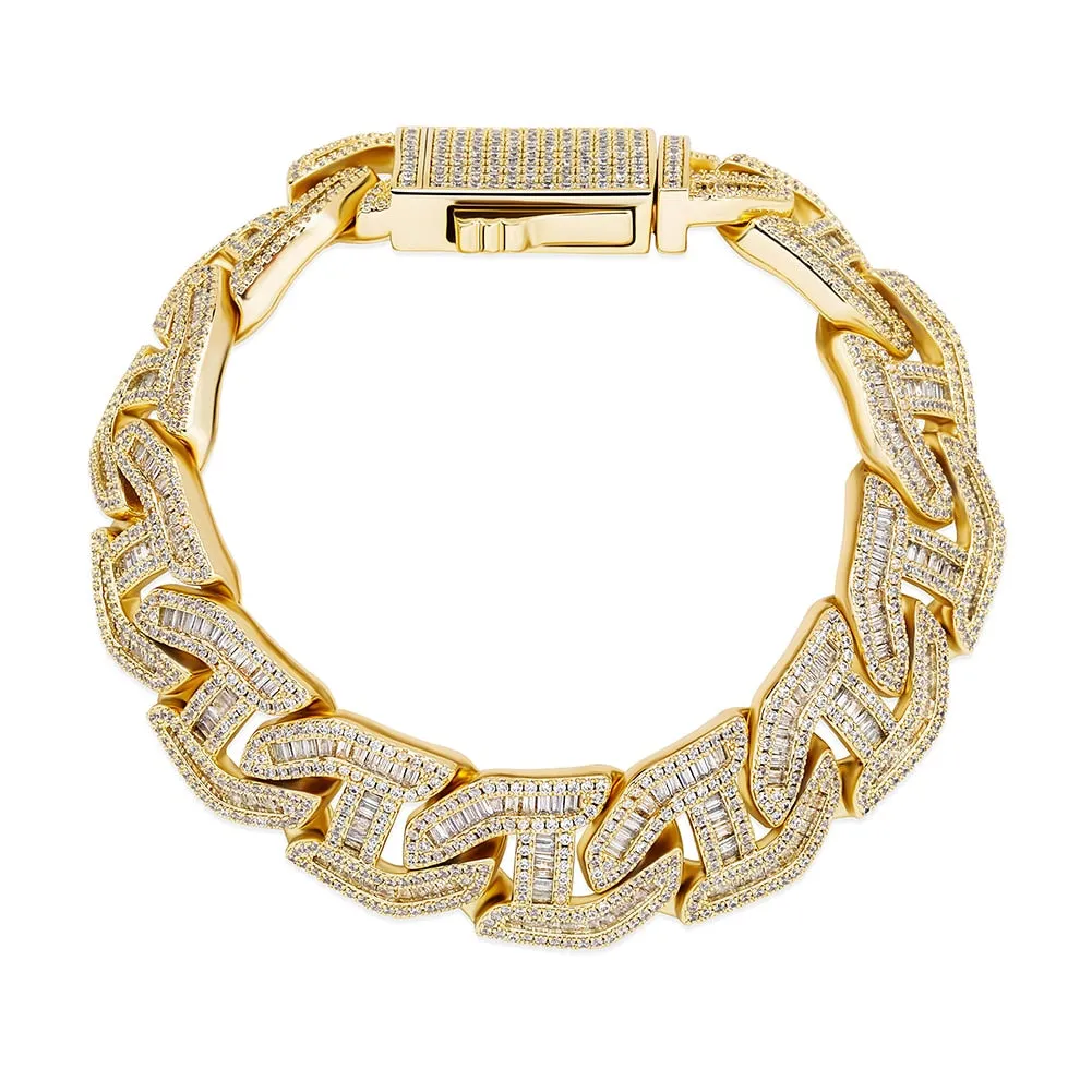 Iced Baguette Miami Cuban Chain Men's Bracelet