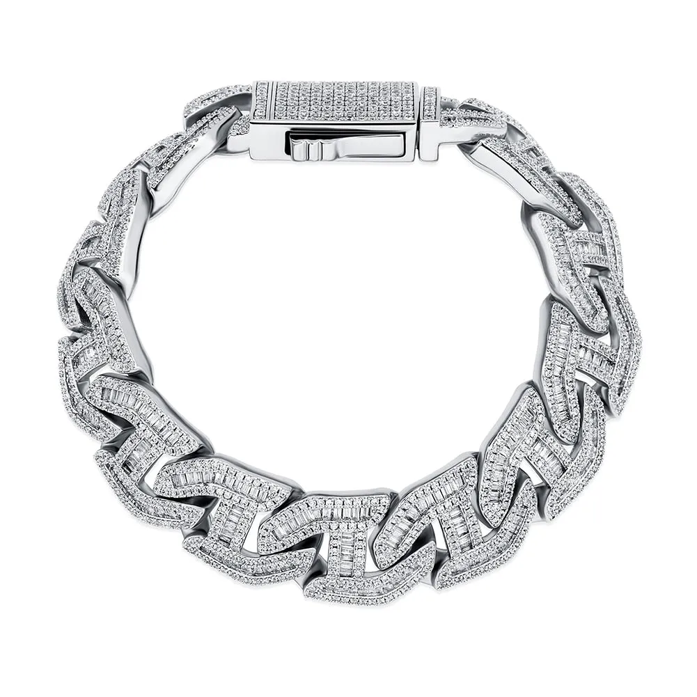 Iced Baguette Miami Cuban Chain Men's Bracelet