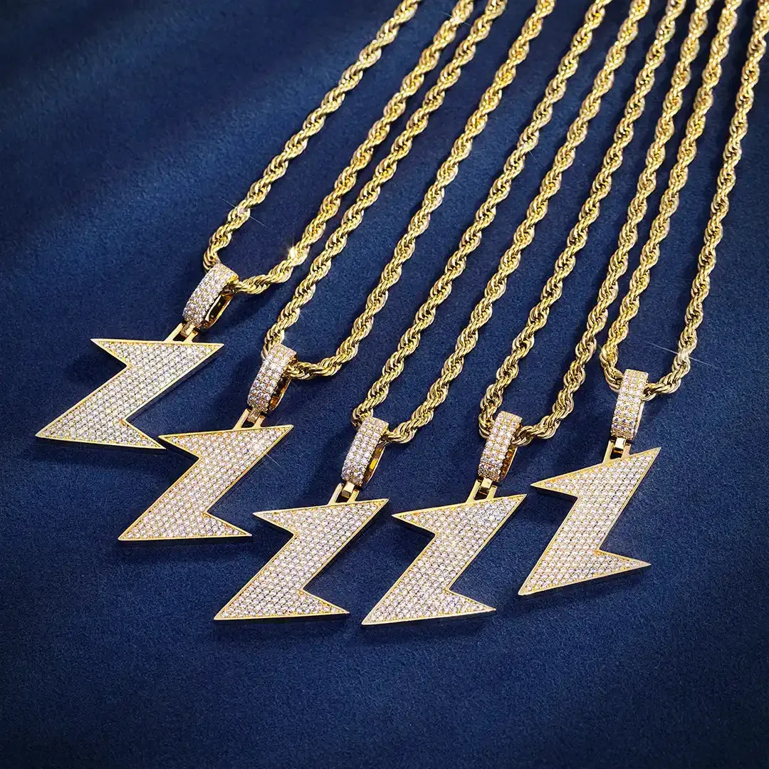 Iced Lightning Bolt Pendant
