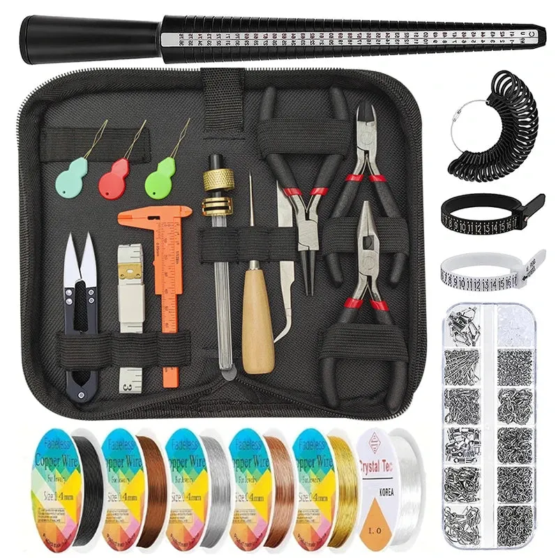 Jewelry Making Supplies Kit  Ring Sizer Measuring Tools Kit with Jewelry Tools Wire Wrapping Jewelry Findings for Rings Repair