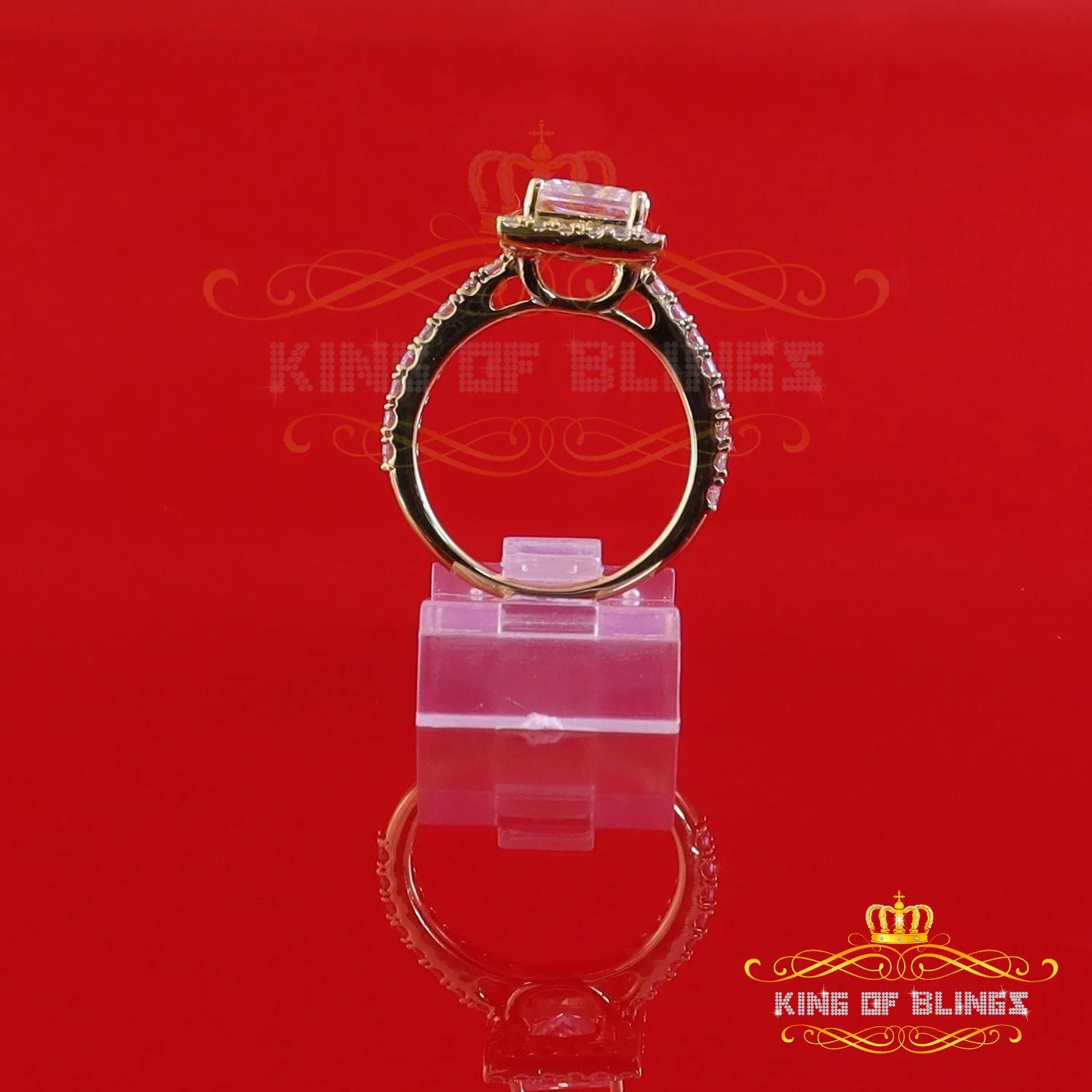 King Of Blings  10K Yellow Gold 3.00CT 'VVS' 'FL' D clr Moissonite Womens Princes Cut Ring S/7