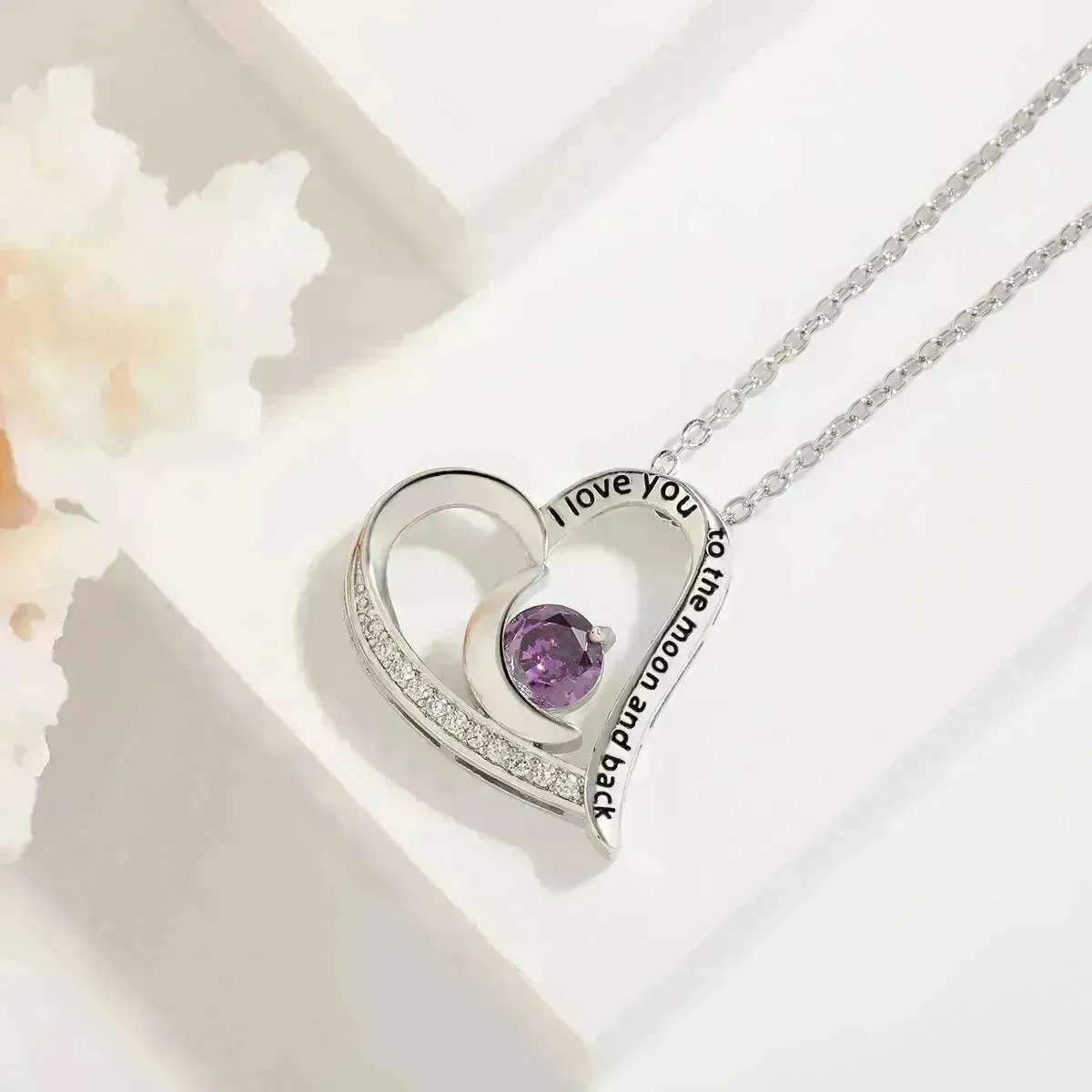 Love Necklace With Rhinestones And Letters Fashion Personality Heart-shaped Necklace Valentine's Day Gift