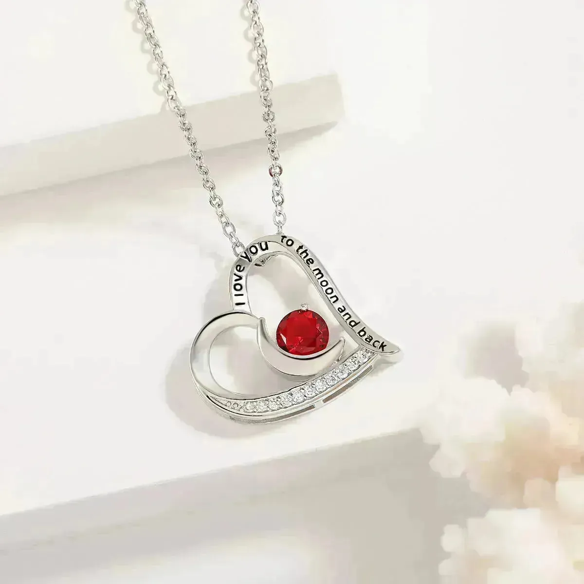 Love Necklace With Rhinestones And Letters Fashion Personality Heart-shaped Necklace Valentine's Day Gift