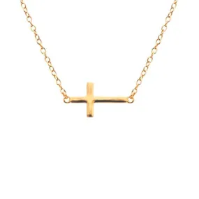 Mini Sterling Silver Sideways Cross Necklace