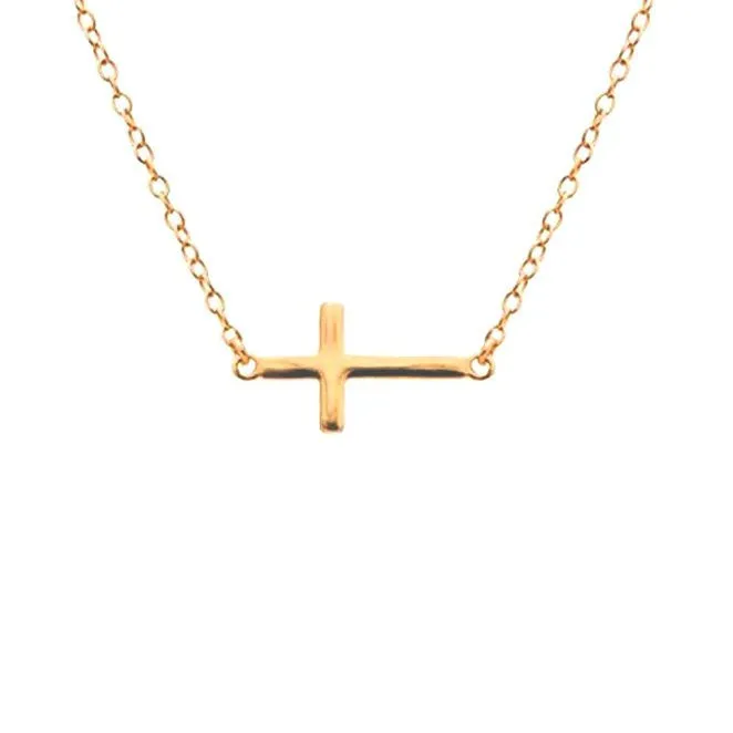 Mini Sterling Silver Sideways Cross Necklace