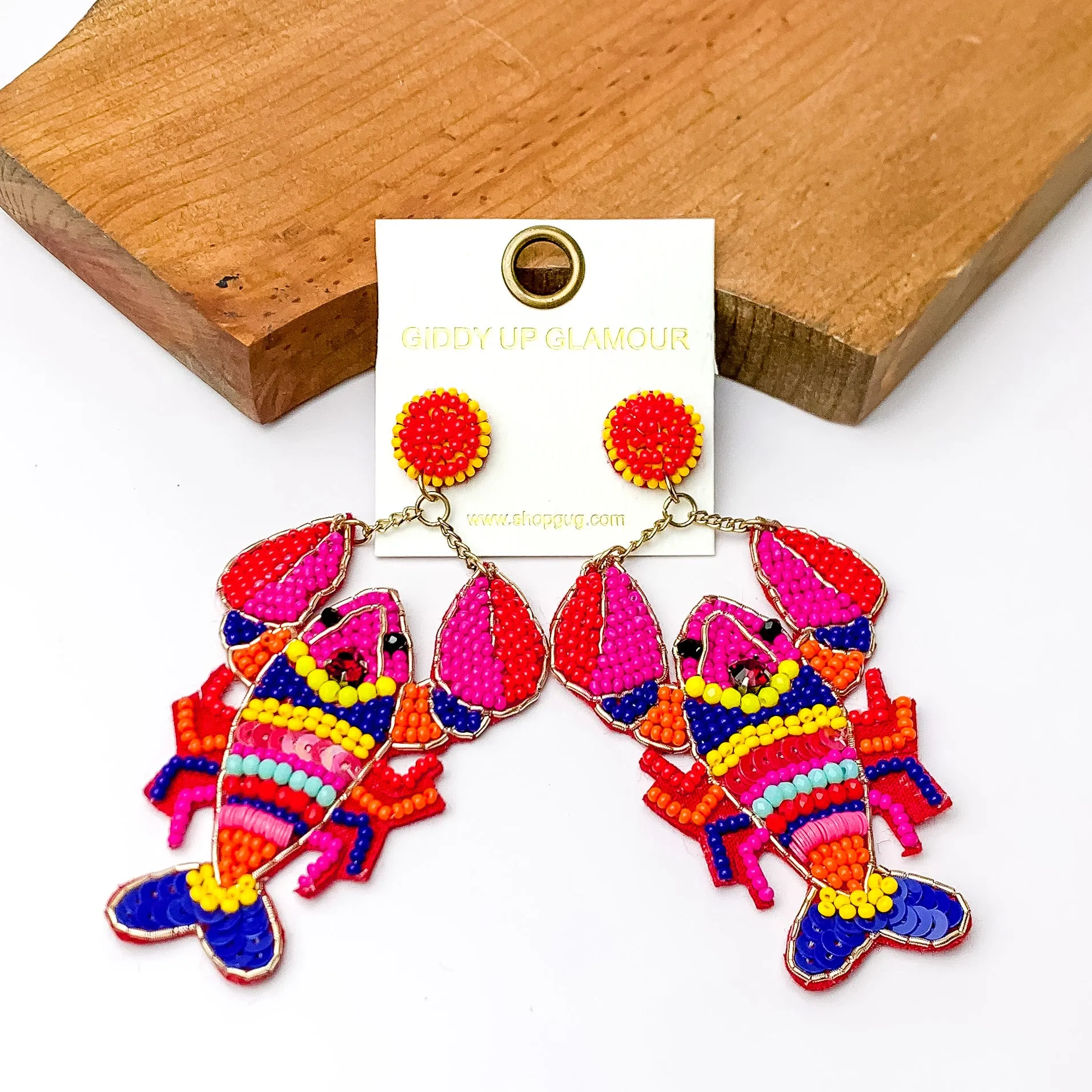 Multicolor Beaded Crawfish with Gold Detail