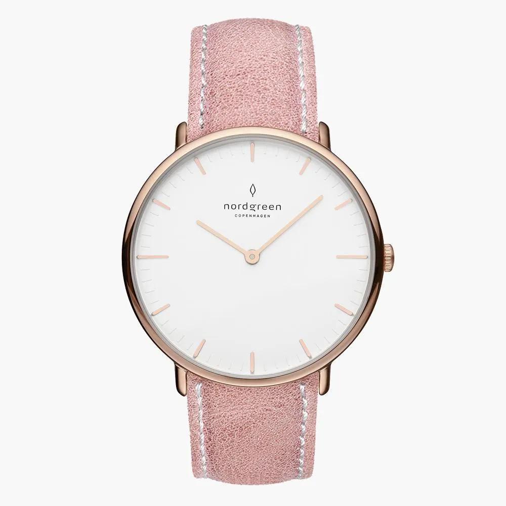 Native | White Dial - Pink Leather