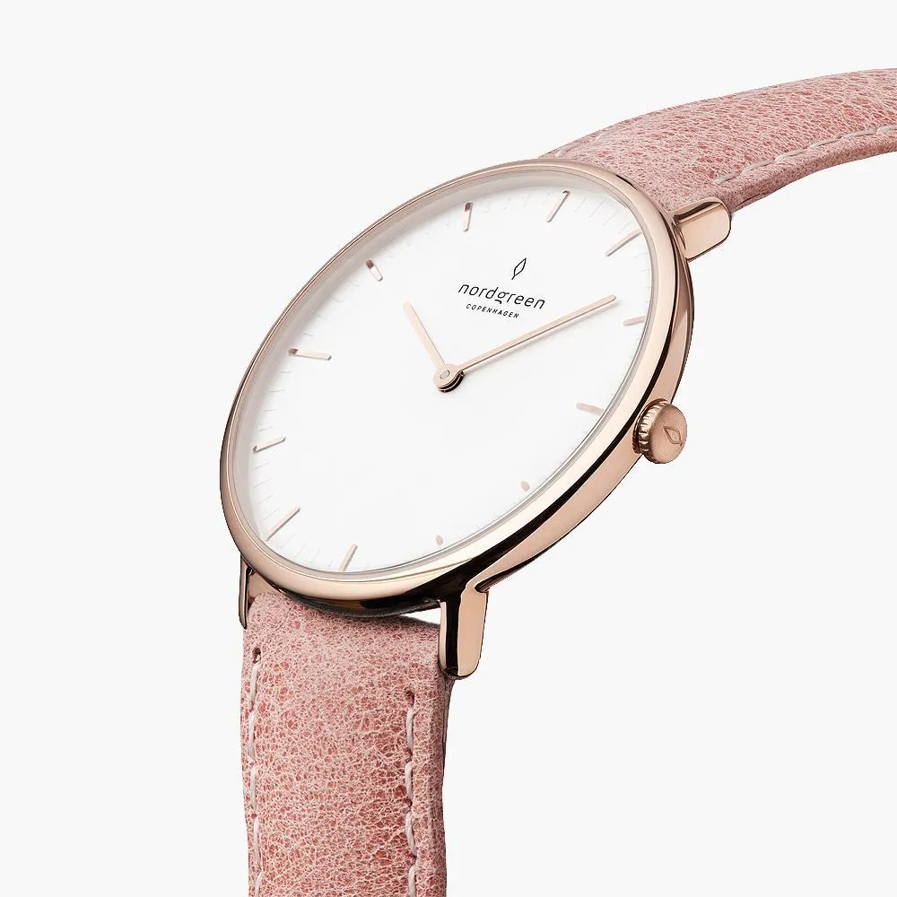 Native | White Dial - Pink Leather